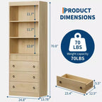 Fluted Bookshelf 70.8 Bookcase