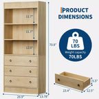 Fluted Bookshelf 70.8 Bookcase