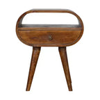 HomeRoots 21 Brown Solid Wood Oval One Drawer Nightstand