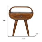 21 Brown Solid Wood Oval One Drawer Nightstand