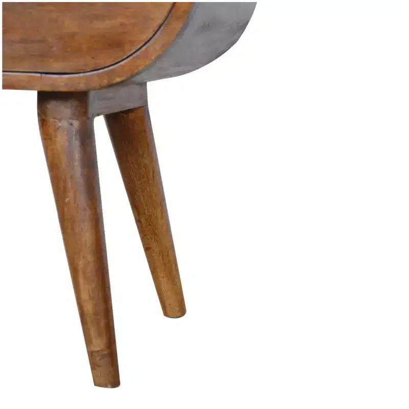 21 Brown Solid Wood Oval One Drawer Nightstand