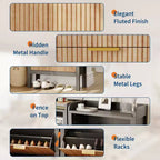 Shoe Cabinet with 2/4 Flip-Top Drawers, Freestanding Hidden Shoe Rack, Slim Recessed Shoe Cabinet for Living Room, Bedroom, Hallway