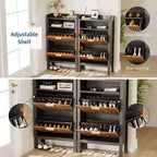 Shoe Cabinet with 2/4 Flip-Top Drawers, Freestanding Hidden Shoe Rack, Slim Recessed Shoe Cabinet for Living Room, Bedroom, Hallway