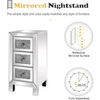 3-Drawer Mirrored Nightstand