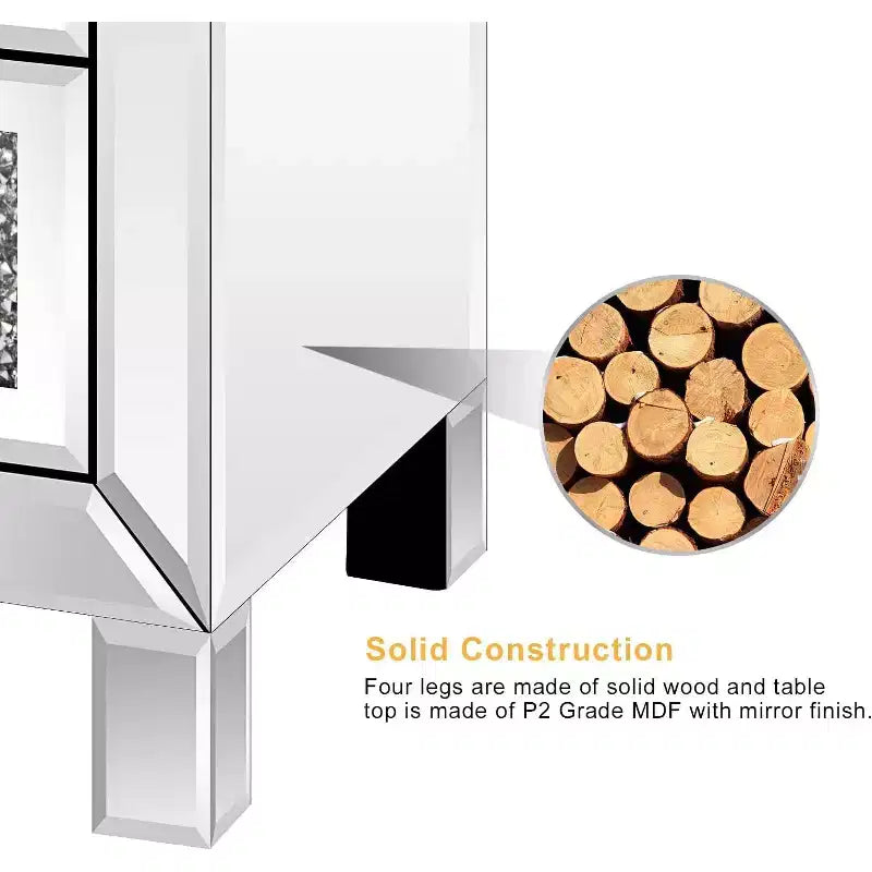 3-Drawer Mirrored Nightstand