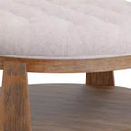 41 Inch Ottoman Coffee Table, Button Tufted Beige Fabric, Brown Wood