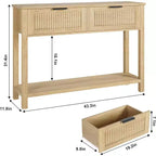 43.3'' Console Table with 2 Drawer, Farmhouse Rustic Skinny Entryway Table, Modern Wood Metal Hallway Sofa Table with Shelf, Narrow Couch Entry Table