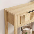 43.3'' Console Table with 2 Drawer, Farmhouse Rustic Skinny Entryway Table, Modern Wood Metal Hallway Sofa Table with Shelf, Narrow Couch Entry Table