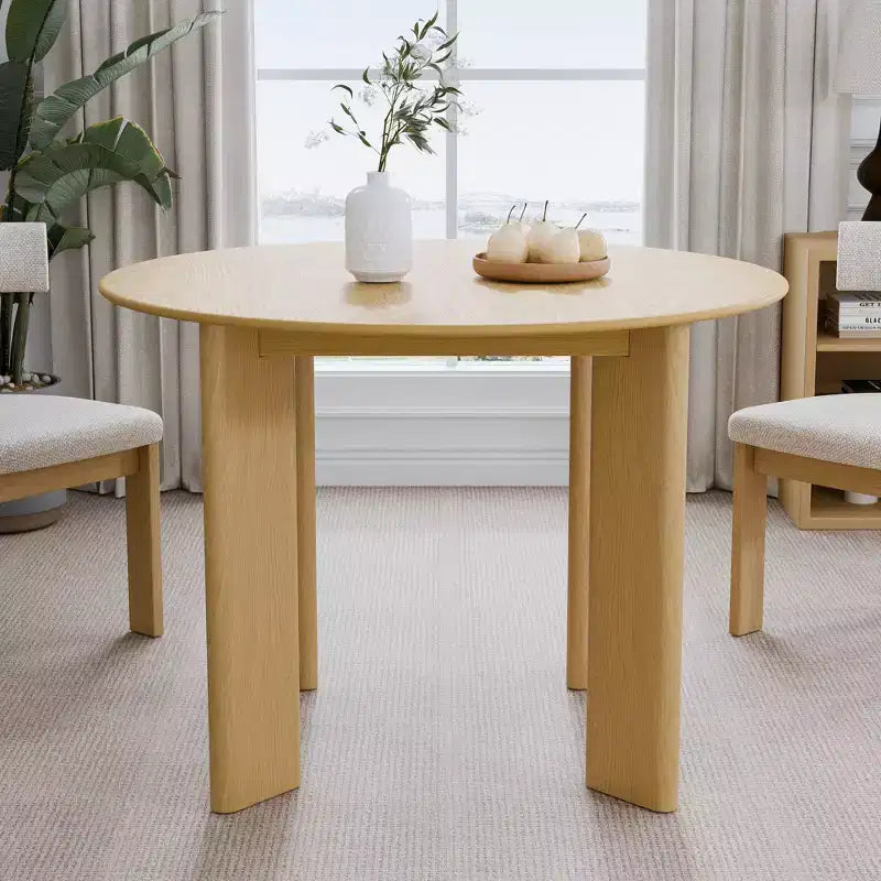 42 Inch Walnut Colored Circular Dining Table, Suitable For Dining With Multiple People At The Same Time, Suitable For Both Dining And Living Rooms