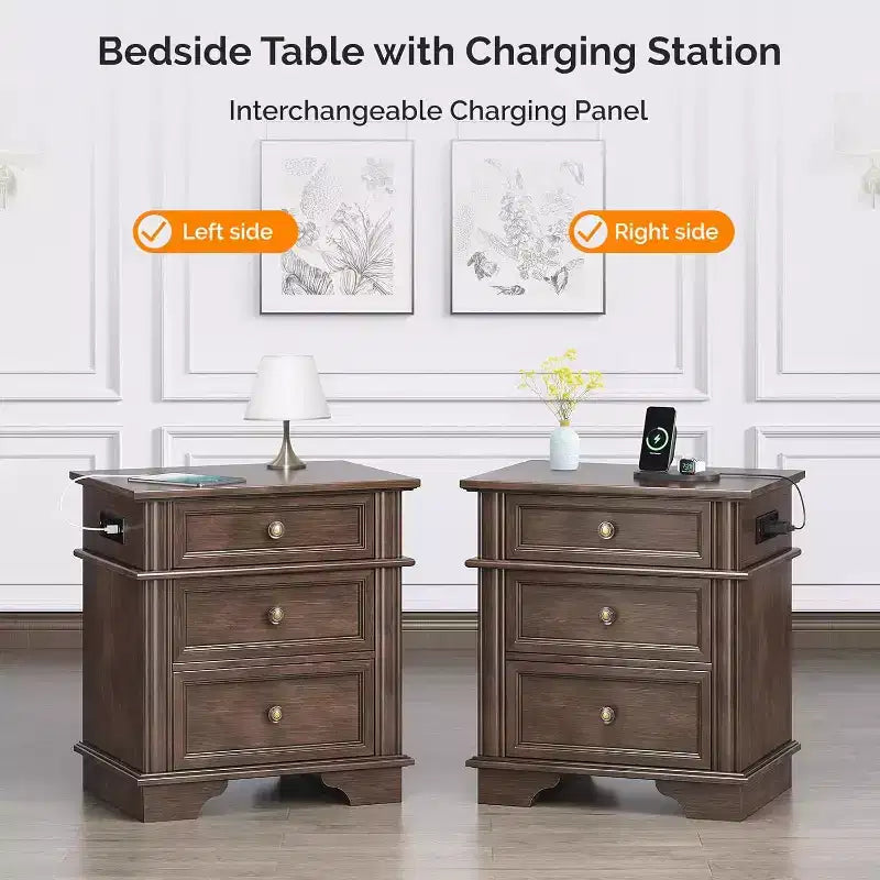 24 W Nightstand with Charging Station