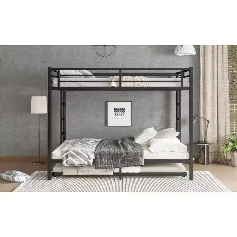 Queen over Queen Bunk Bed with Twin Trundle