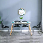 Modern Stackable Dining Chair Set of 4, Black, Plastic Birch Sapling Chairs for Dining Room, Living Room, Office