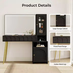 48 Makeup Vanity with Mirror and Lights, Fluted Modern Vanity with Glass top & Storage Cabinet