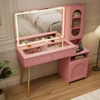 48 Makeup Vanity with Mirror and Lights, Fluted Modern Vanity with Glass top & Storage Cabinet