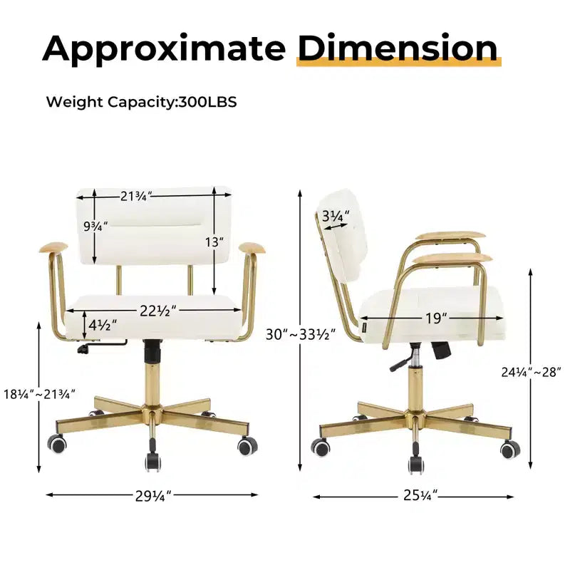 Office Desk Chair, Comfort Padded, Modern Style with 360 Swivel Wheels for Office/Study/Vanity/Home