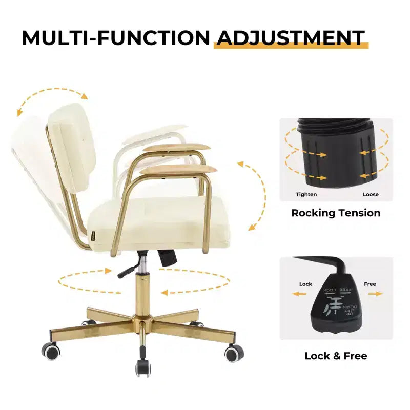 Office Desk Chair, Comfort Padded, Modern Style with 360 Swivel Wheels for Office/Study/Vanity/Home