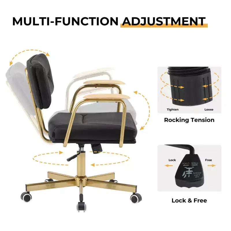 Office Desk Chair, Comfort Padded, Modern Style with 360 Swivel Wheels for Office/Study/Vanity/Home
