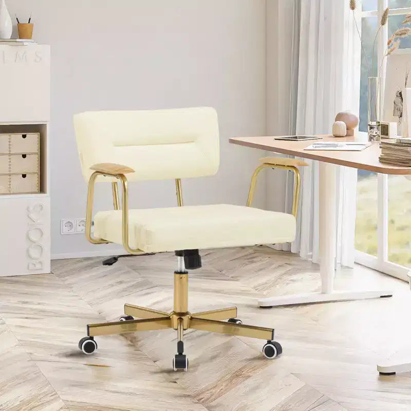 Furniliving Office Desk Chair, Comfort Padded, Modern Style with 360 Swivel Wheels for Office/Study/Vanity/Home