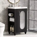 20 Bathroom Vanity with Sink, Freestanding Bathroom Vanity Ceramic Sink Combo Set Storage Cabinet with Adjustable Shelves
