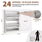 Shoe Storage Cabinet with 4 Flip Drawers, Freestanding Hidden Shoe Organizer, Wooden Shoe Rack Cabinet for Hallway Living Room Apartment