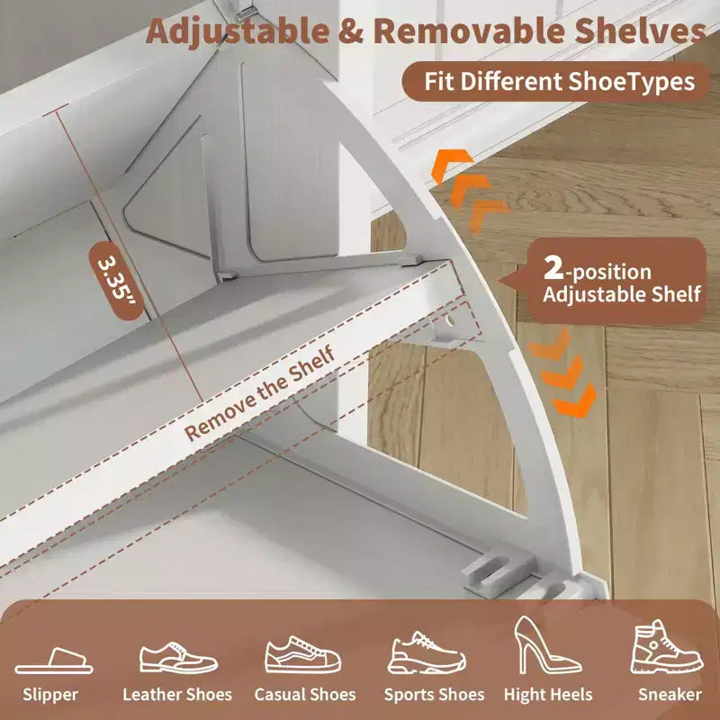 Shoe Storage Cabinet with 4 Flip Drawers, Freestanding Hidden Shoe Organizer, Wooden Shoe Rack Cabinet for Hallway Living Room Apartment
