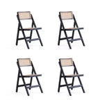 Set of 4 Pullman Cane Folding Dining Chairs Black/Natural - Manhattan Comfort: Solid Wood, No Assembly Required, Matte Finish