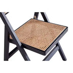 Set of 4 Cane Folding Dining Chairs Black/Natural: Solid Wood, No Assembly Required, Matte Finish