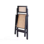 Set of 4 Cane Folding Dining Chairs Black/Natural: Solid Wood, No Assembly Required, Matte Finish