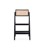 Set of 4 Cane Folding Dining Chairs Black/Natural: Solid Wood, No Assembly Required, Matte Finish