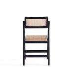 Set of 4 Cane Folding Dining Chairs Black/Natural: Solid Wood, No Assembly Required, Matte Finish