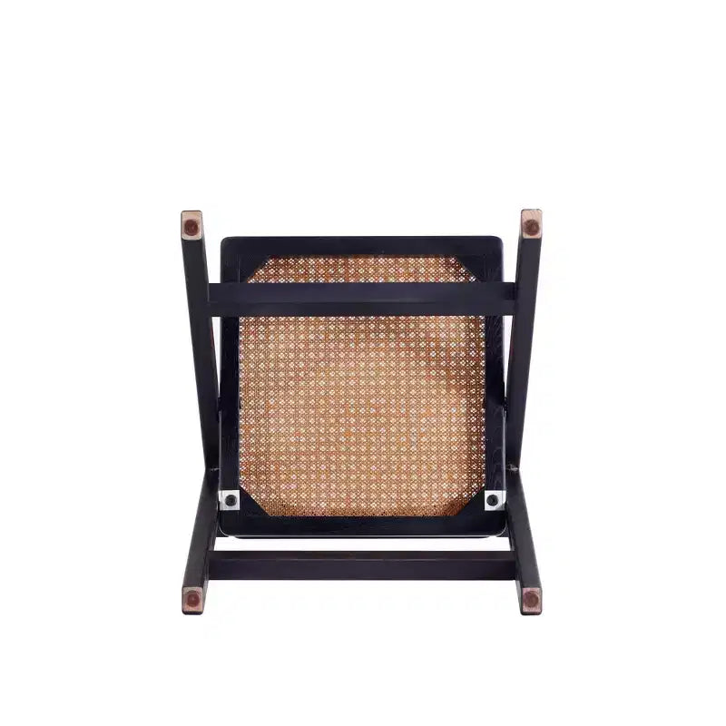 Set of 4 Cane Folding Dining Chairs Black/Natural: Solid Wood, No Assembly Required, Matte Finish