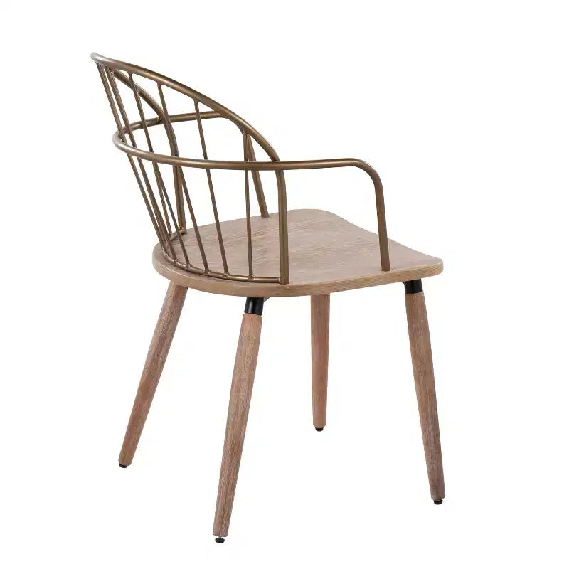 Dining Chair Antique Copper/White Wash: Farmhouse Style, Spindle-Back, Wood & Metal Frame