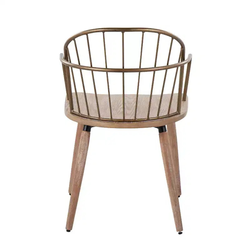 Dining Chair Antique Copper/White Wash: Farmhouse Style, Spindle-Back, Wood & Metal Frame