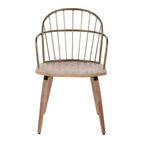 Dining Chair Antique Copper/White Wash: Farmhouse Style, Spindle-Back, Wood & Metal Frame