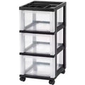 IRIS USA Medium 3 Drawer Cart with Organizer Top, Black