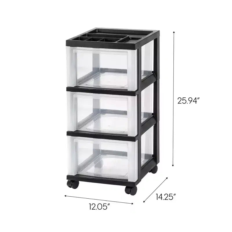 Medium 3 Drawer Cart with Organizer Top