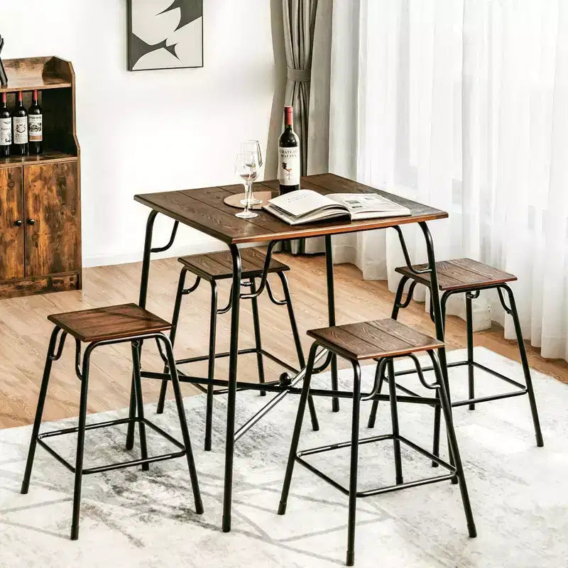 5PCS Bar Table Set Counter Height Dining Set