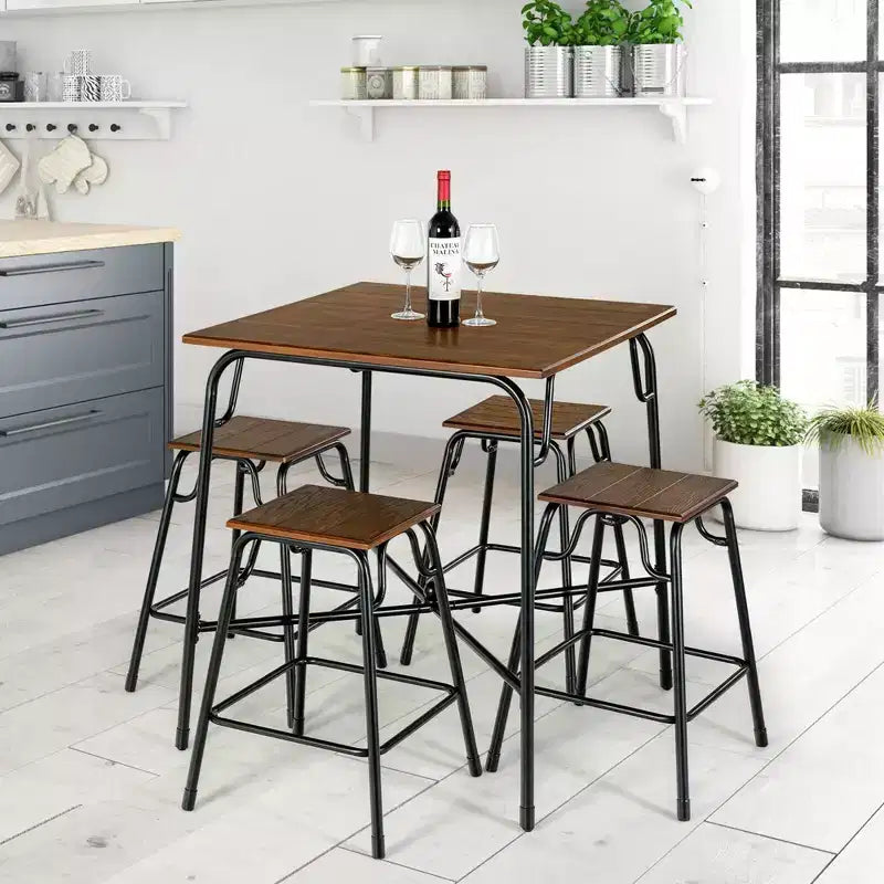 5PCS Bar Table Set Counter Height Dining Set