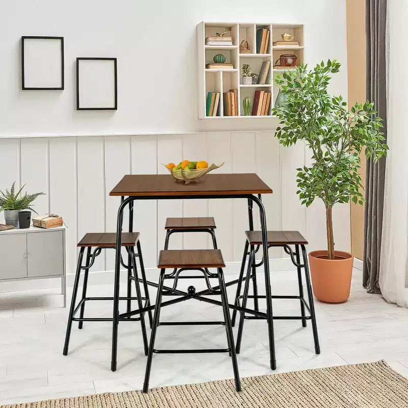 5PCS Bar Table Set Counter Height Dining Set