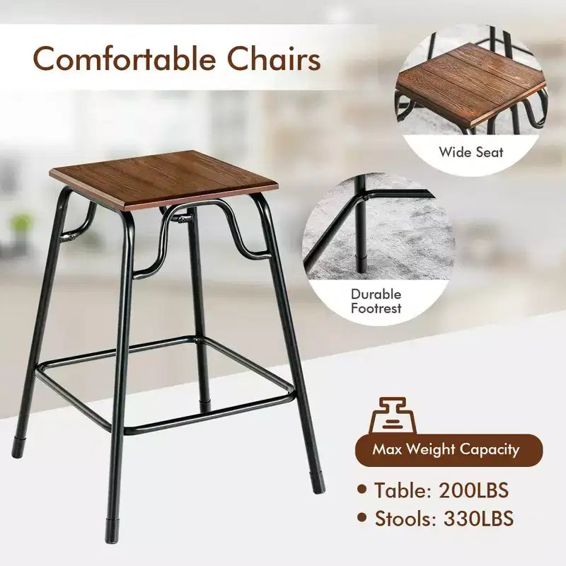 5PCS Bar Table Set Counter Height Dining Set