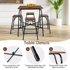 5PCS Bar Table Set Counter Height Dining Set