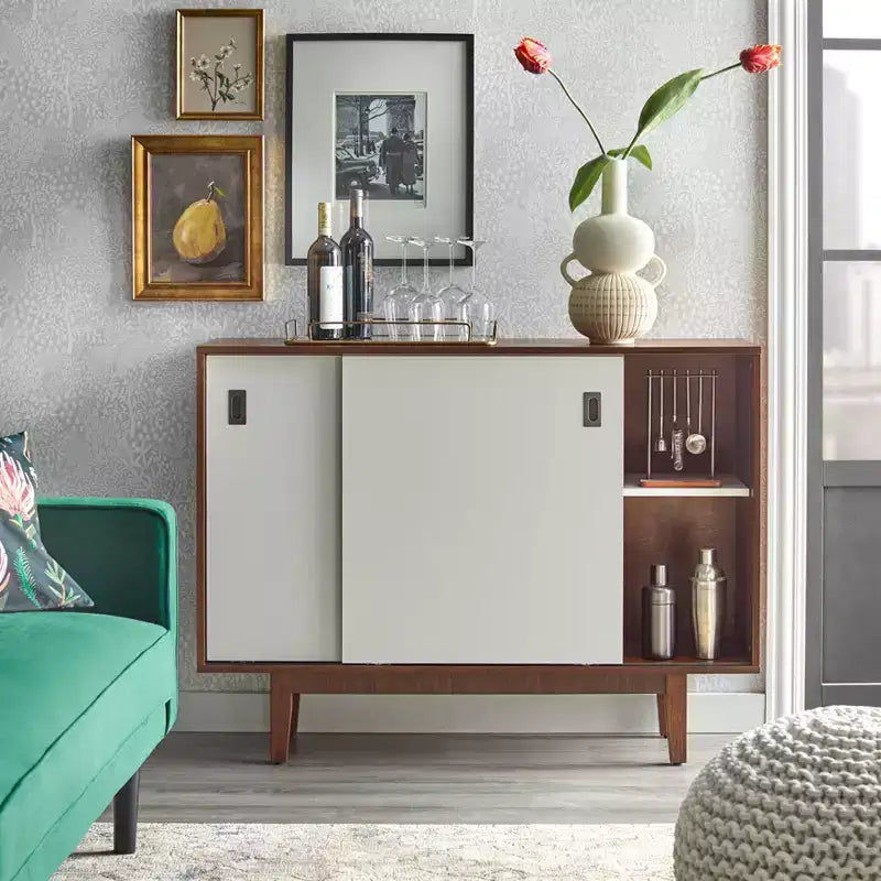 Console Table with Reversible Sliding Doors